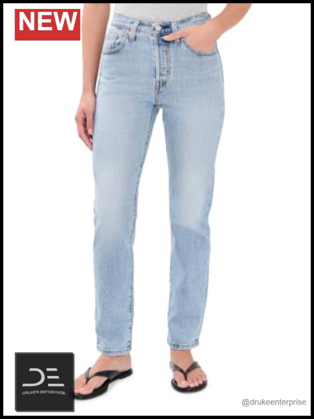 Straight Leg High Rise 501 Jeans 99% Cotton 1% Elastane